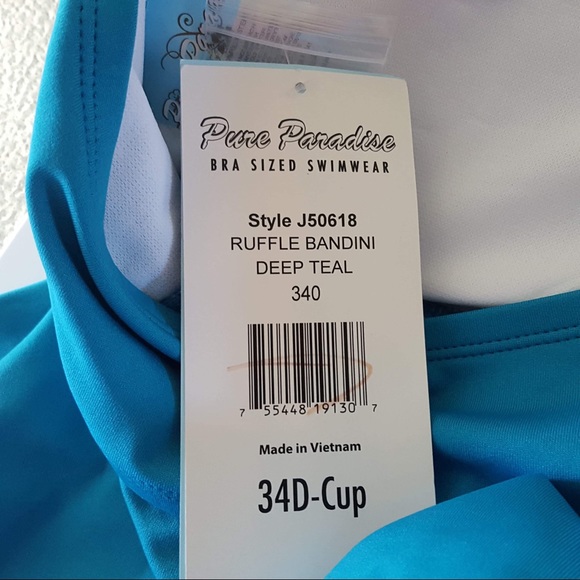 Pure Paradise Ruffle Halter Tankini Swimsuit Top - Picture 3 of 3